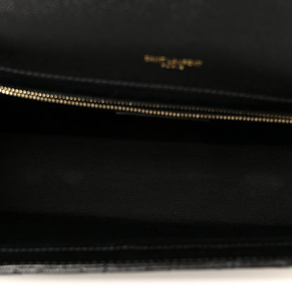 Saint Laurent Grain De Poudre Textured Mixed Matelasse Large Triquilt Monogram Satchel Black 5 of 11