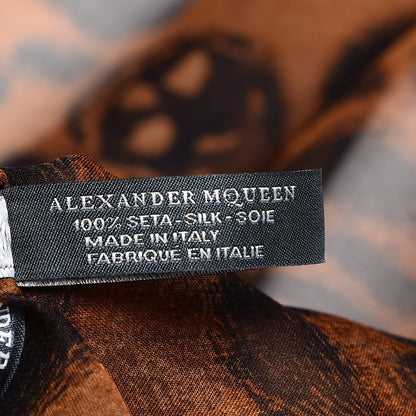 Alexander McQueen Silk Chiffon Leopard Skull Scarf Brown 6 of 6