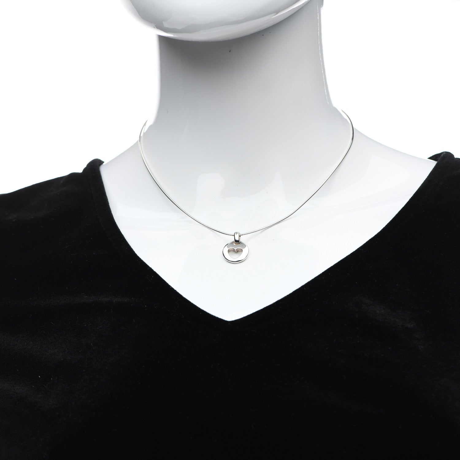 Tiffany Sterling Silver Heart Wire Pendant Necklace 2 of 6