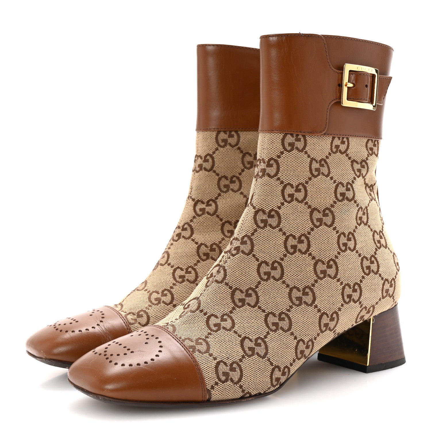 Gucci Monogram Cordovan Lux GG Ankle Boots 36.5 Beige Cuir 4 of 10
