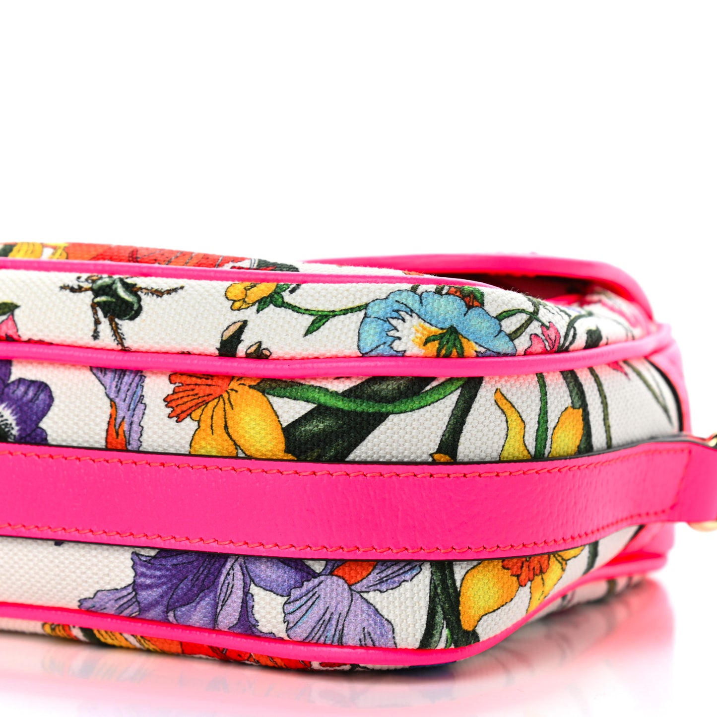Canvas Flora Floral Shoulder Bag White Fuchsia Fluo