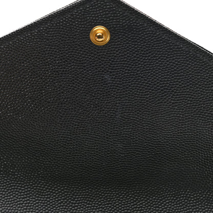 Saint Laurent Grain De Poudre Matelasse Chevron Monogram Chain Wallet Black 9 of 11