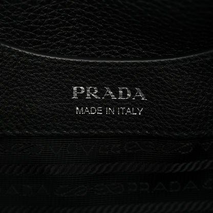 Prada Vitello Daino Soft Medium Zippered Top Handle Bag Black 6 of 9