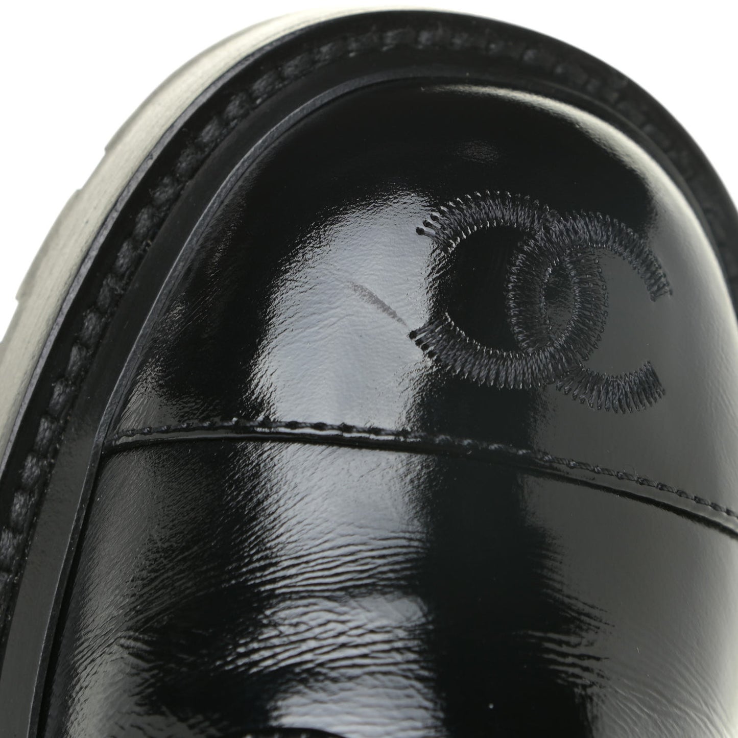Shiny Calfskin Quilted Lace Up Combat Boots 37 Black