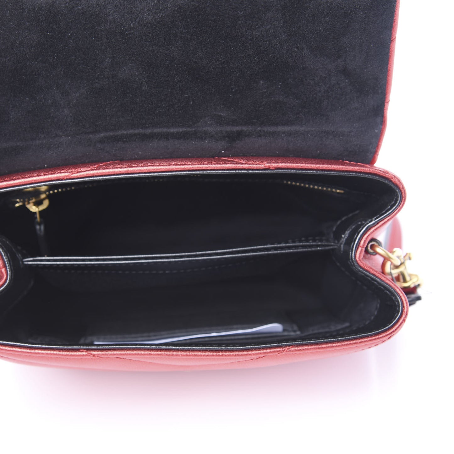 Metallic Calfskin Matelasse Toy Loulou Monogram Chain Satchel Red