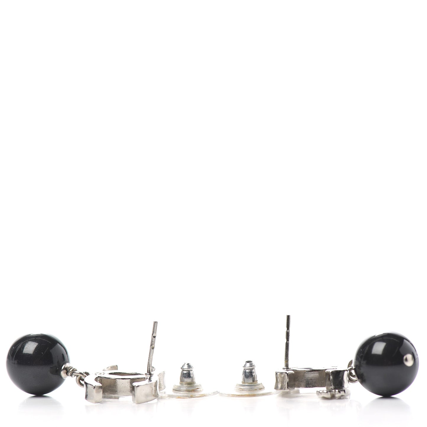 Ruthenium Bead CC Clover Drop Earrings Black