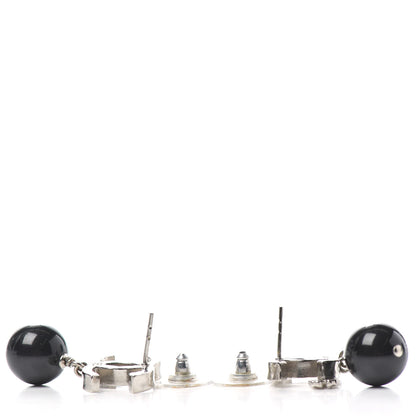 Chanel Ruthenium Bead CC Clover Drop Earrings Black 3 of 4