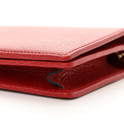 Gucci Dollar Calfskin Mini GG Marmont Chain Wallet Hibiscus Red 10 of 11