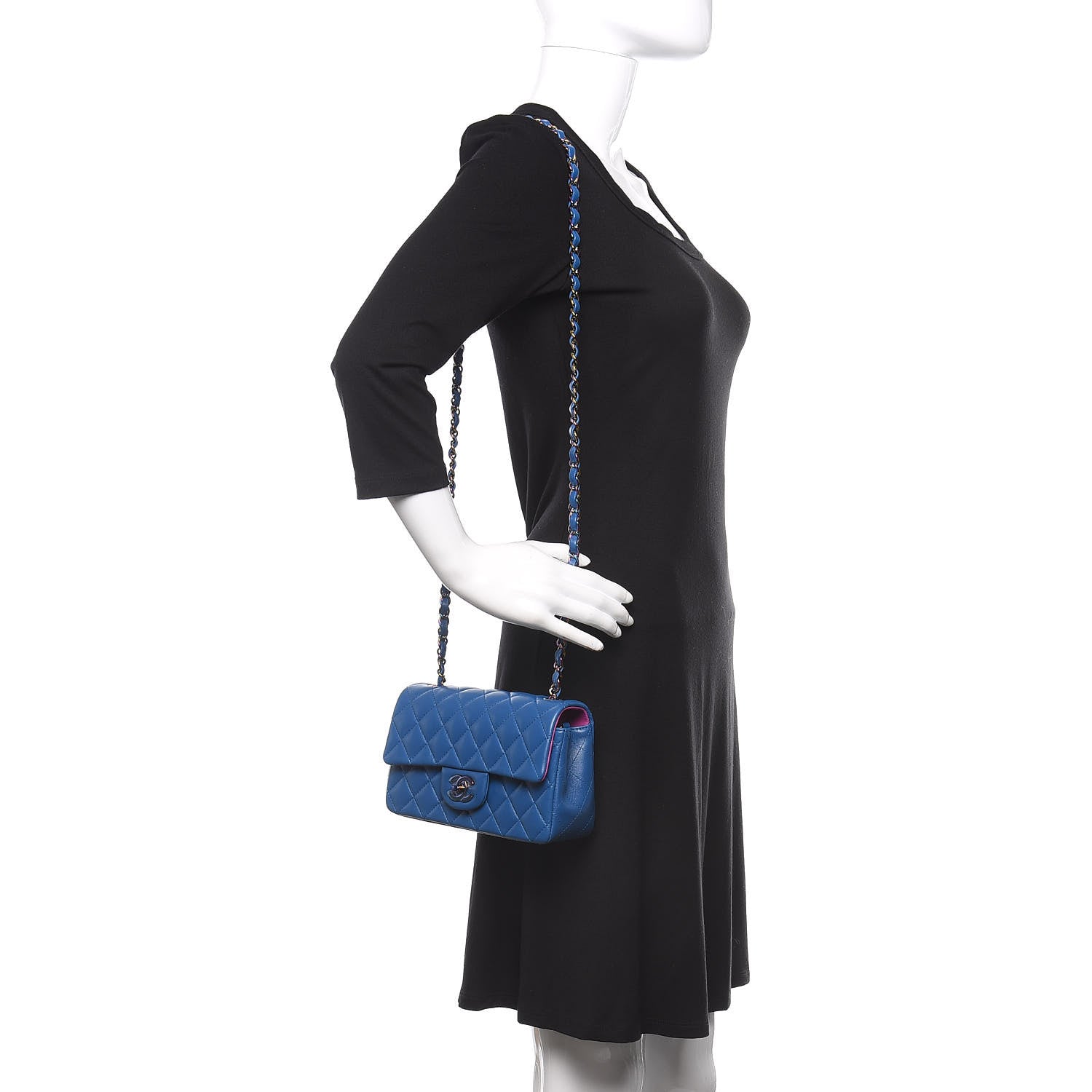 Chanel Lambskin Quilted Mini Rectangular Flap Blue Purple 2 of 10