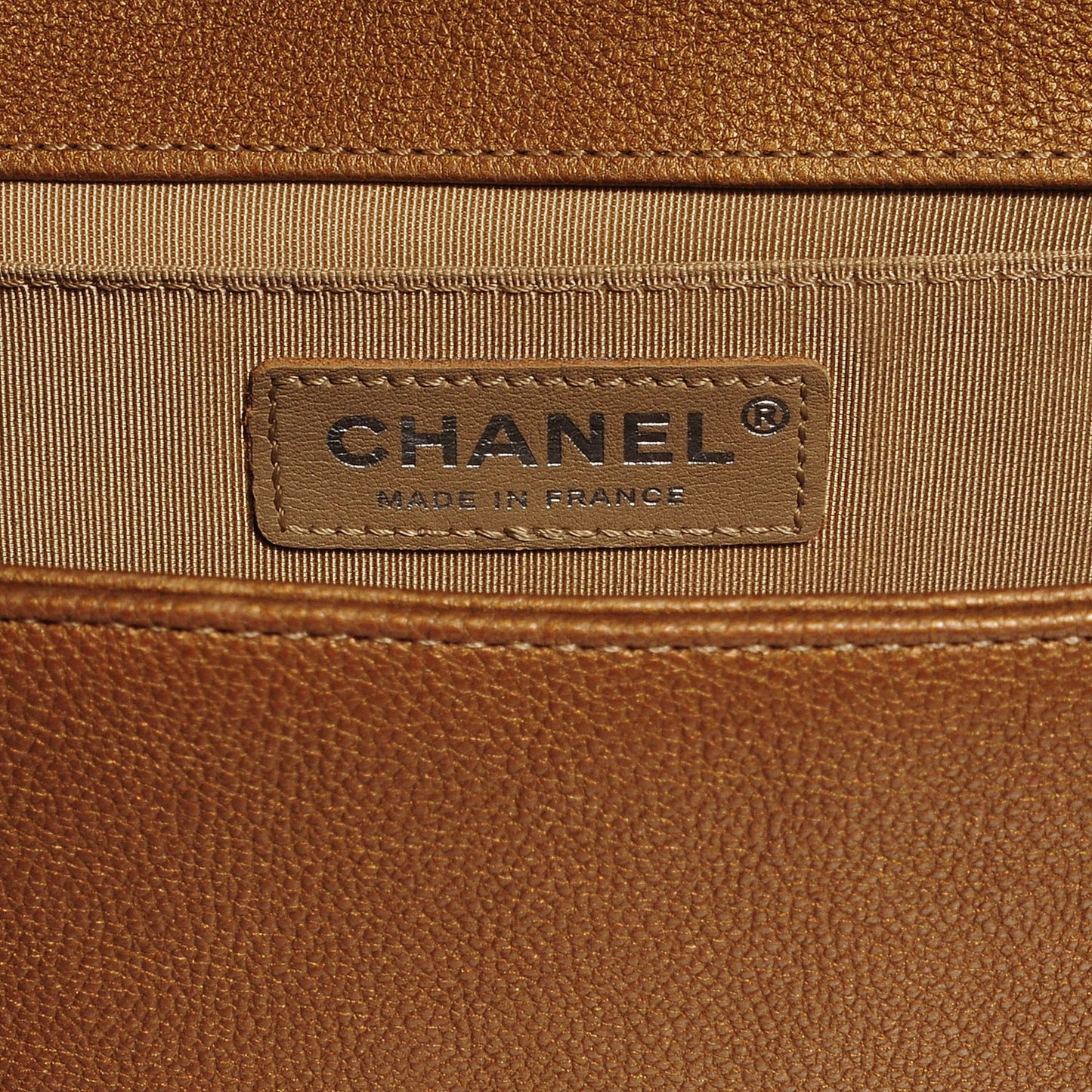 Metallic Calfskin Quilted Medium Boy Flap Dark Gold