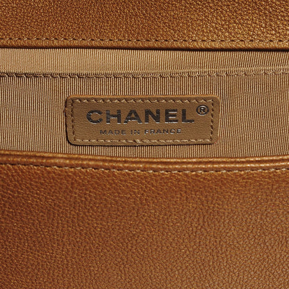 Chanel Metallic Calfskin Quilted Medium Boy Flap Dark Gold 5 of 7