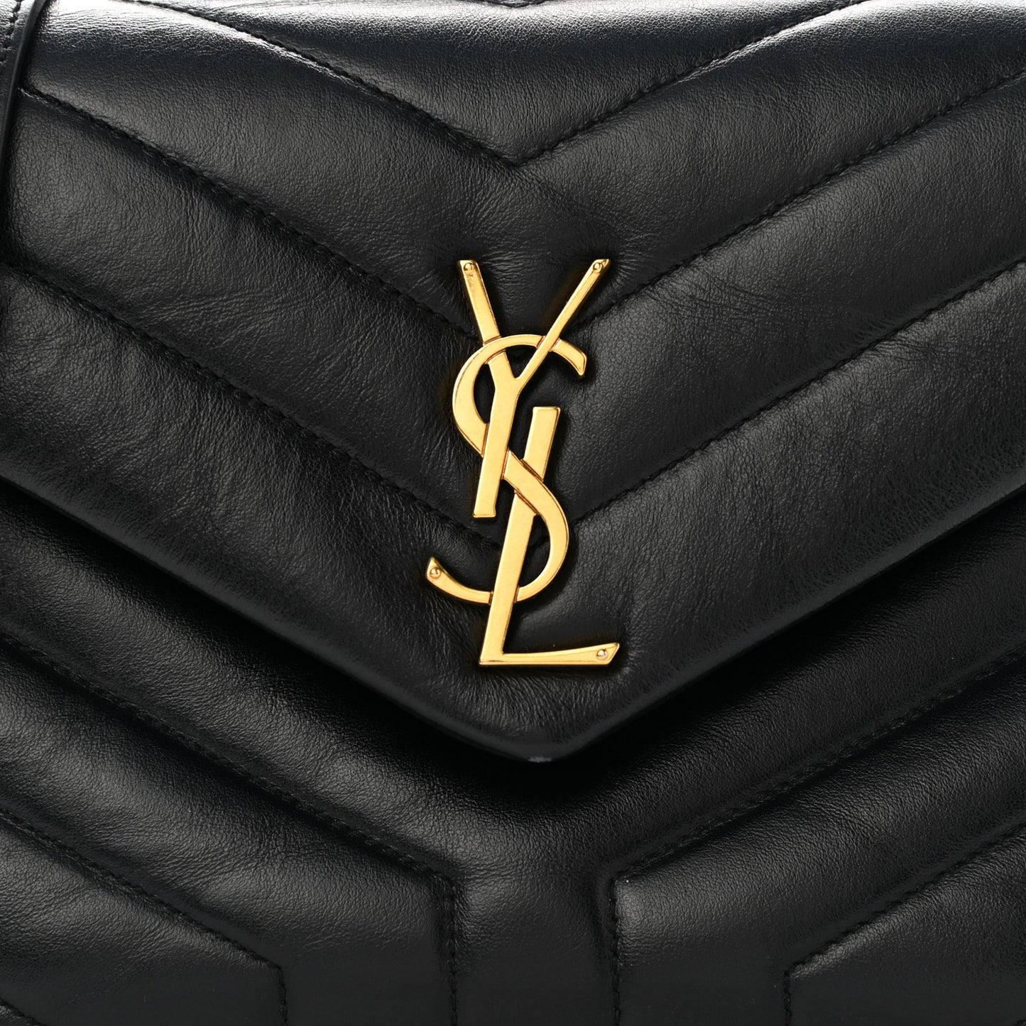 Calfskin Y Quilted Monogram Small Loulou Chain Satchel Black