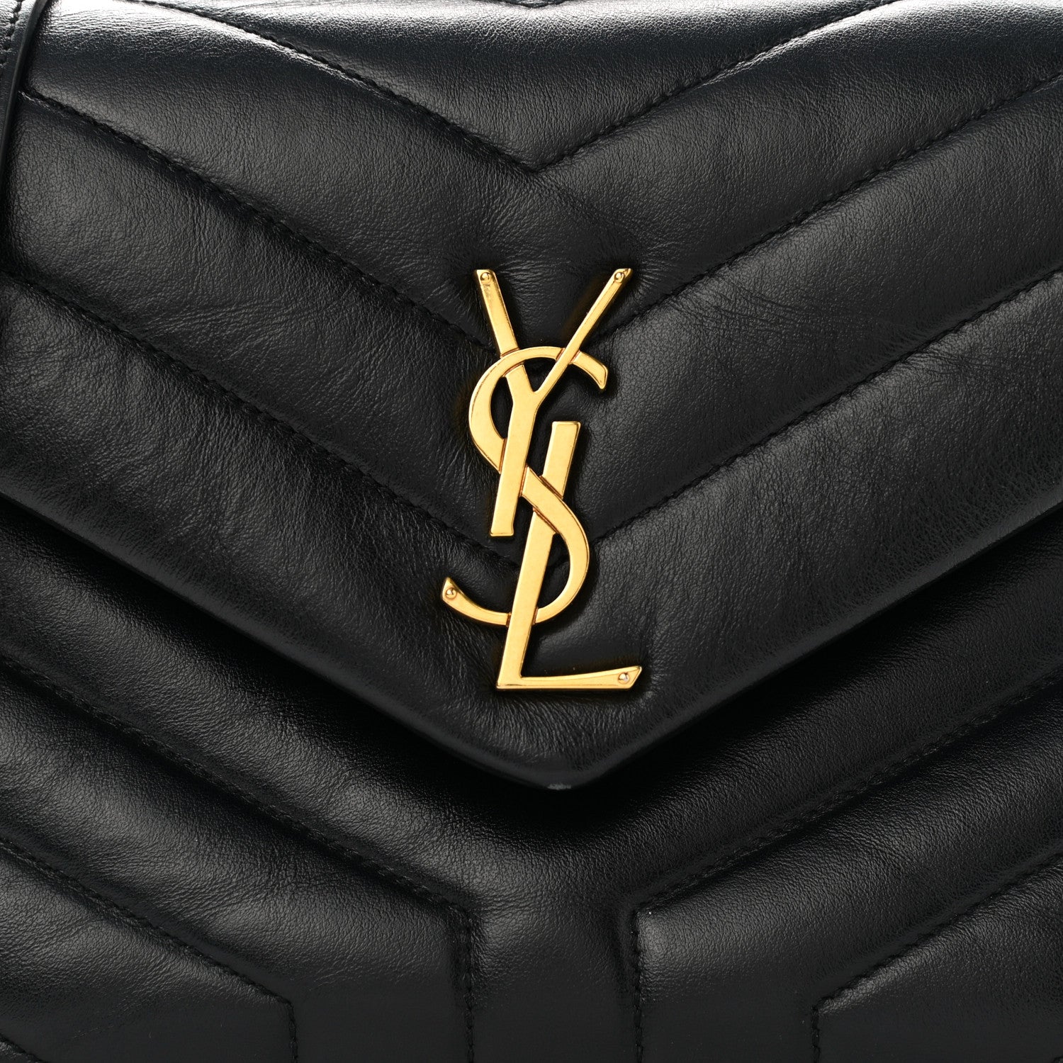 Saint Laurent Calfskin Y Quilted Monogram Small Loulou Chain Satchel Black 7 of 9