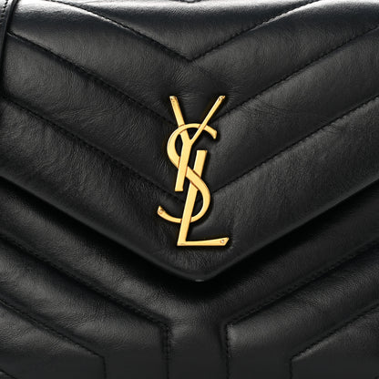 Saint Laurent Calfskin Y Quilted Monogram Small Loulou Chain Satchel Black 7 of 9