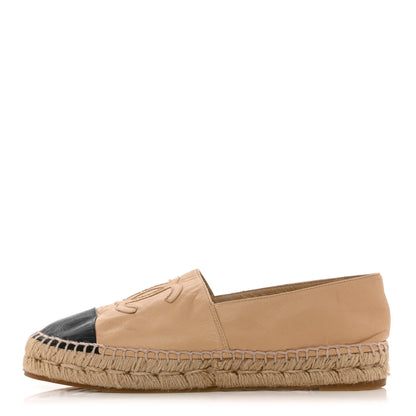 Chanel Lambskin CC Espadrilles 37 Beige Black 1 of 11