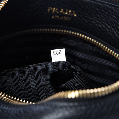 Prada Vitello Daino Zippered Messenger Hobo Black 7 of 10