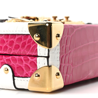 Louis Vuitton Alligator Petite Malle Pink White 8 of 9