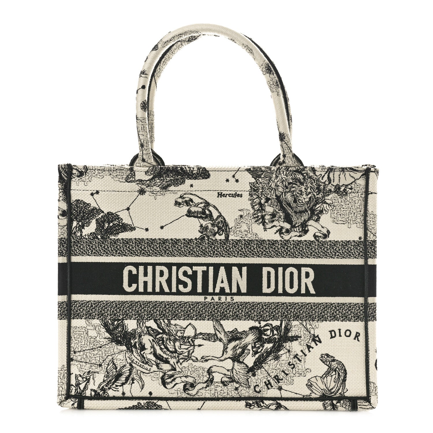Christian Dior Canvas Zodiac Toile De Jouy Embroidered Medium Book Tote Latte 1 of 10