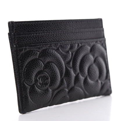 Chanel Caviar Camellia Embossed Card Holder Black 3 of 9