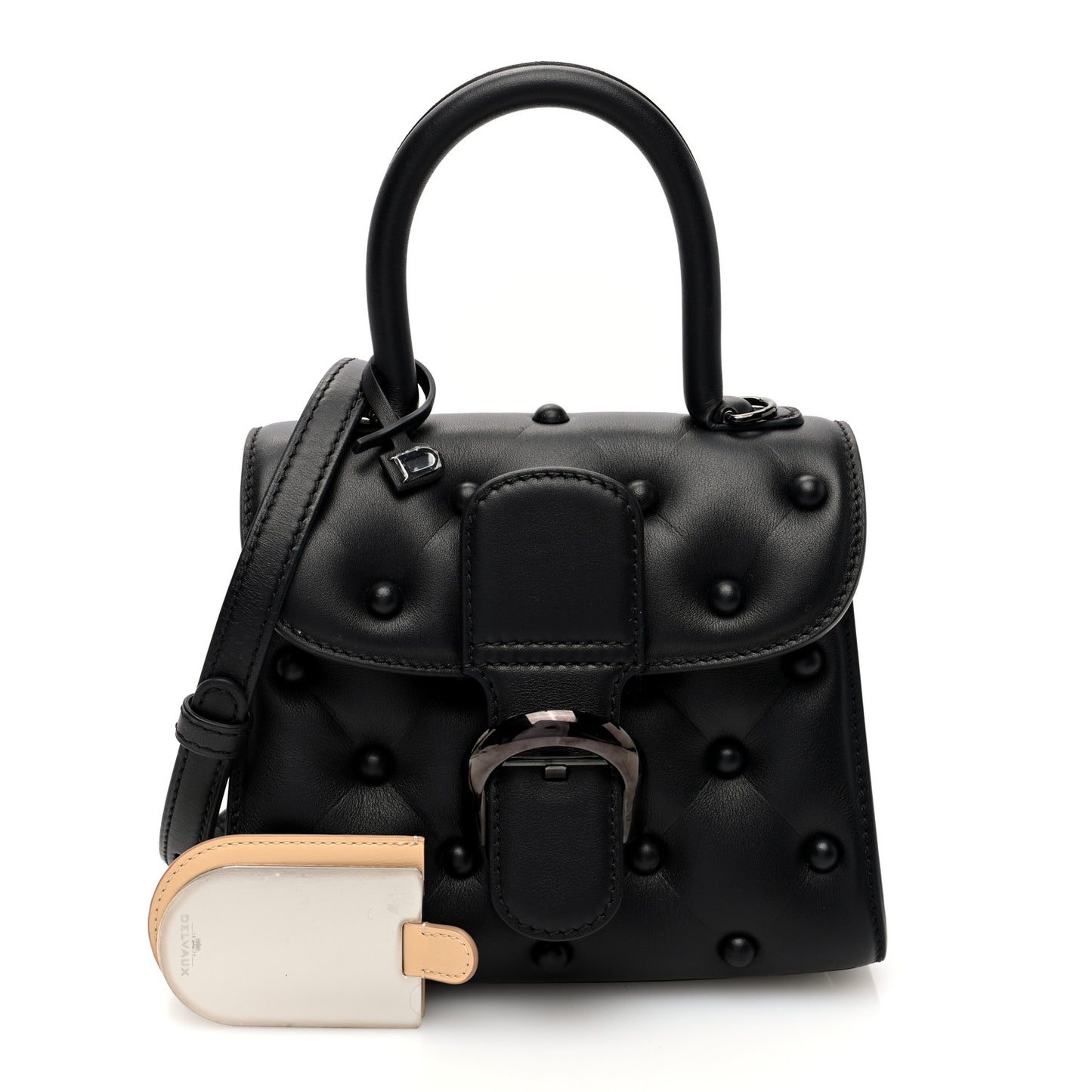 Grained Rodeo Calfskin Quilted Mini Brillant Satchel Black