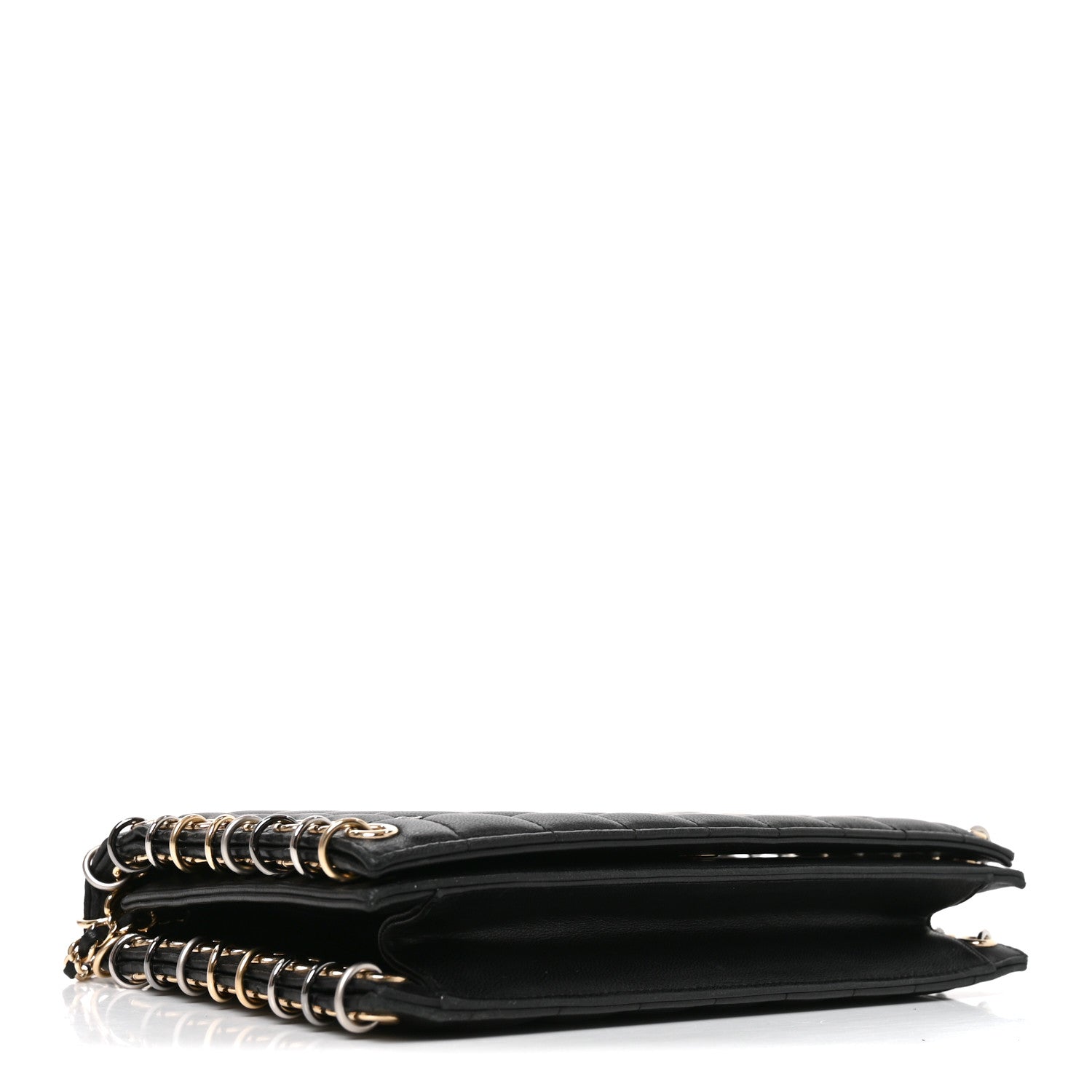 Chanel Lambskin Chocolate Bar Piercing CC Studded Small Chain Flap Bag Black 3 of 9