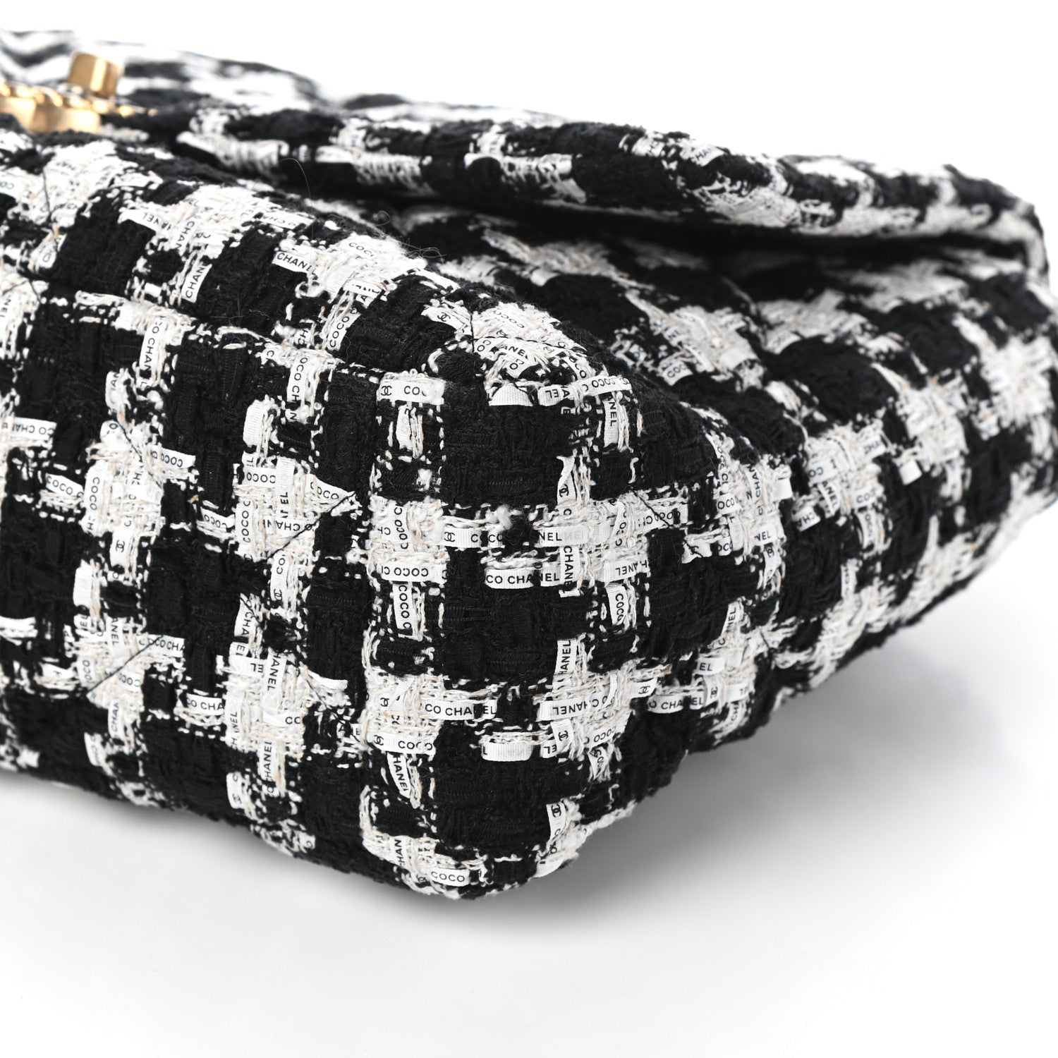 Chanel Tweed Quilted Maxi Chanel 19 Flap Black Ecru White 10 of 10