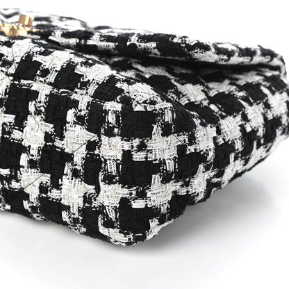 Chanel Tweed Quilted Maxi Chanel 19 Flap Black Ecru White 10 of 10