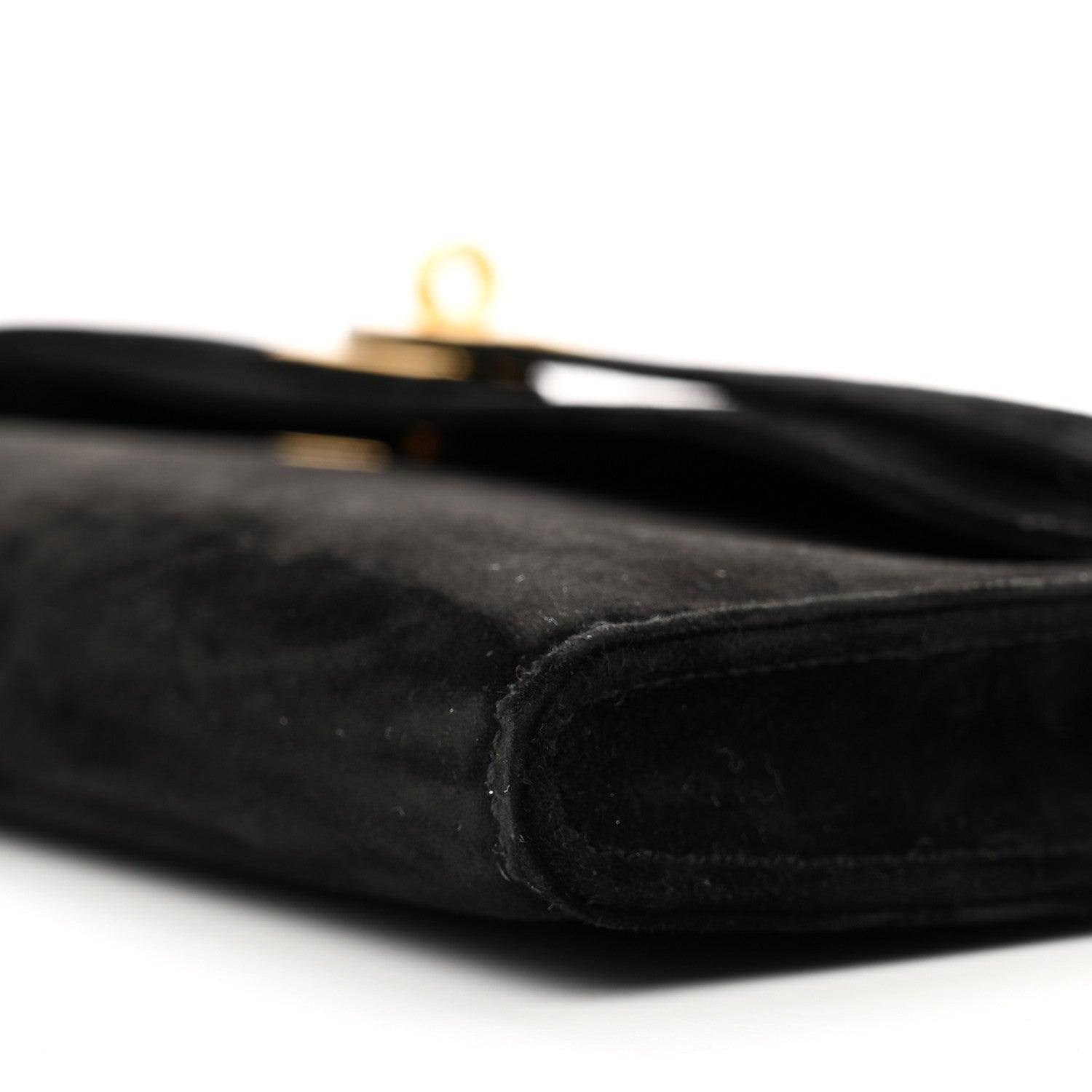 Hermes Veau Doblis Suede Kelly Cut Clutch Pochette Black 8 of 9