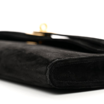 Hermes Veau Doblis Suede Kelly Cut Clutch Pochette Black 8 of 9