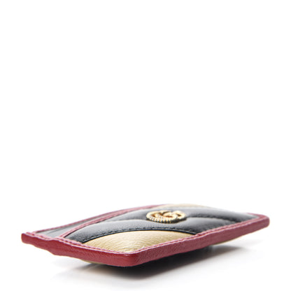 Gucci Azalea Calfskin Matelasse Diagonal Patchwork Torchon GG Marmont Card Case Black Beige Romantic Cerise 4 of 7