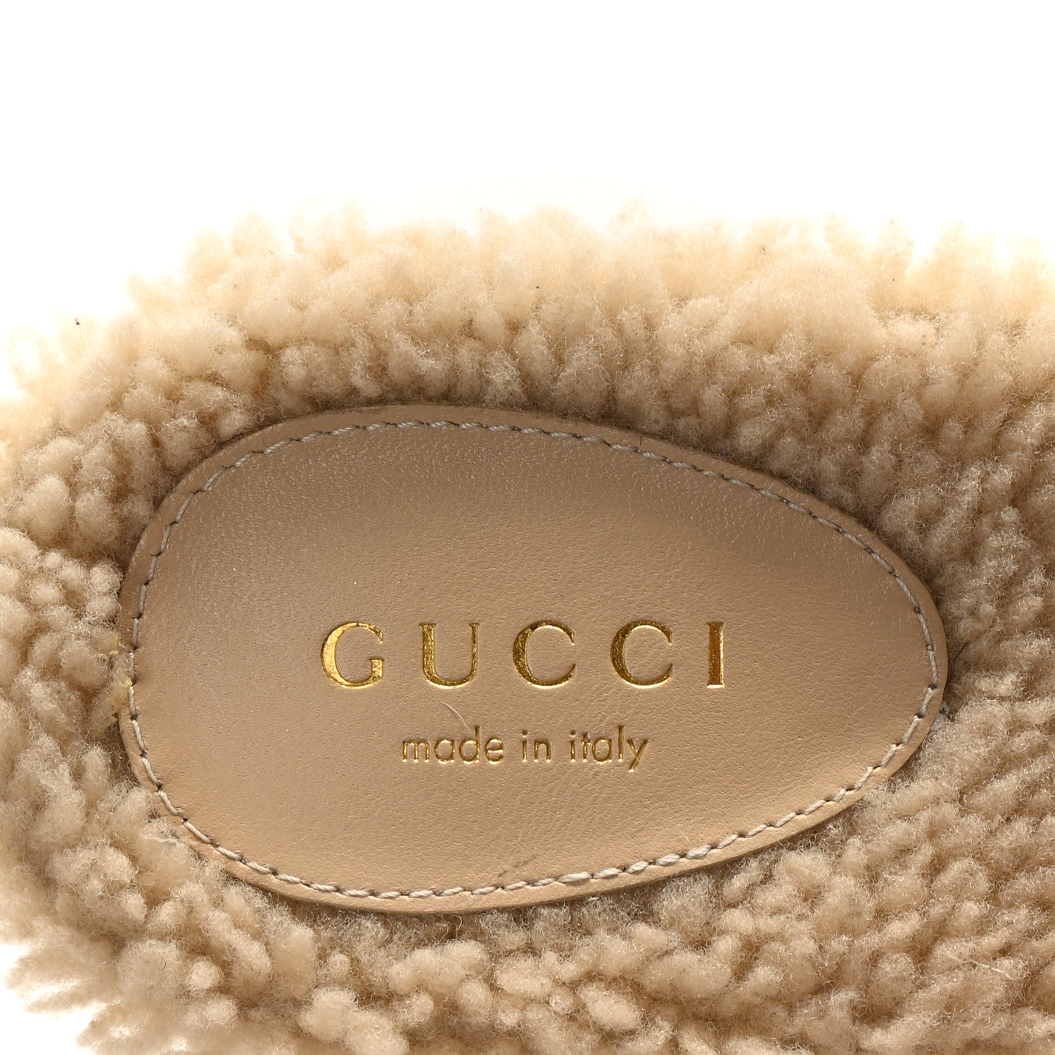 Gucci Shearling Interlocking G Cut Out Slide Sandals 37 Butterscotch 8 of 9
