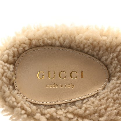 Gucci Shearling Interlocking G Cut Out Slide Sandals 37 Butterscotch 8 of 9
