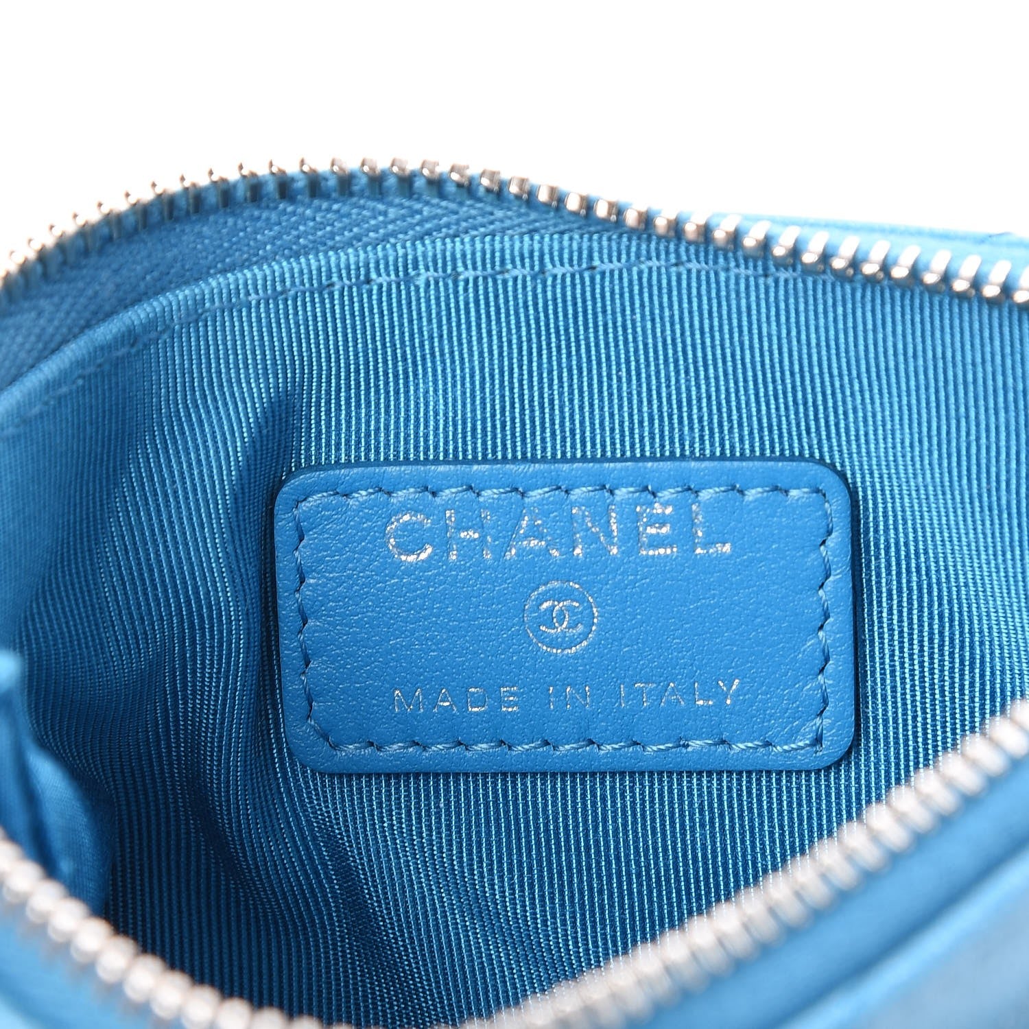 Chanel Metallic Lambskin Small Cosmetic Case Turquoise 6 of 8