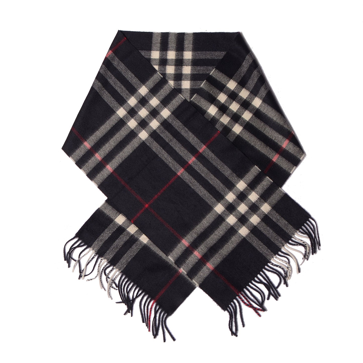 Cashmere Giant Check Scarf Navy