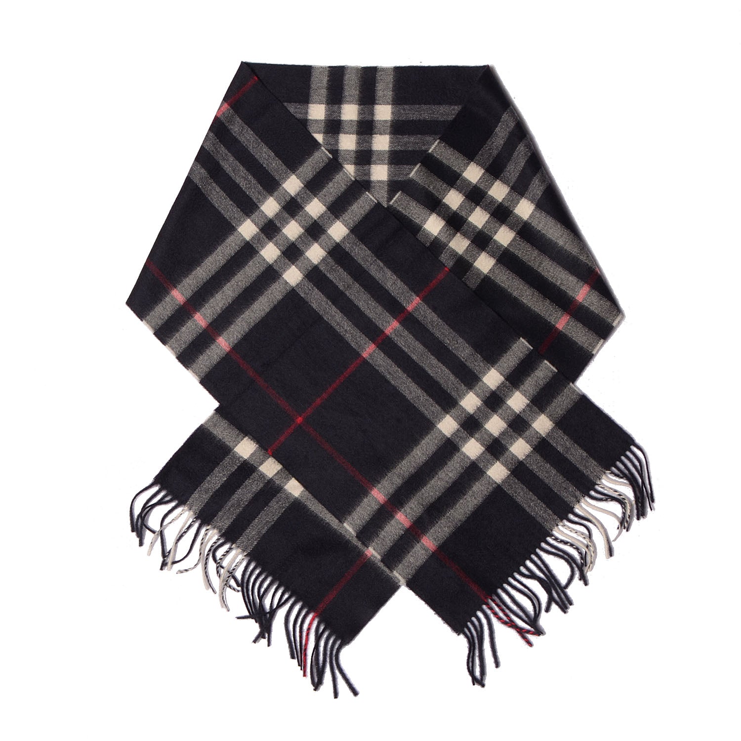 Burberry Cashmere Giant Check Scarf Navy 1 of 4