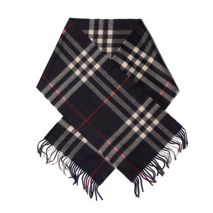 Burberry Cashmere Giant Check Scarf Navy 1 of 4