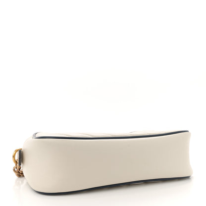 Gucci Vintage Effect Calfskin Matelasse Diagonal Small Torchon GG Marmont Chain Shoulder Bag Mystic White Blue Agata 4 of 14