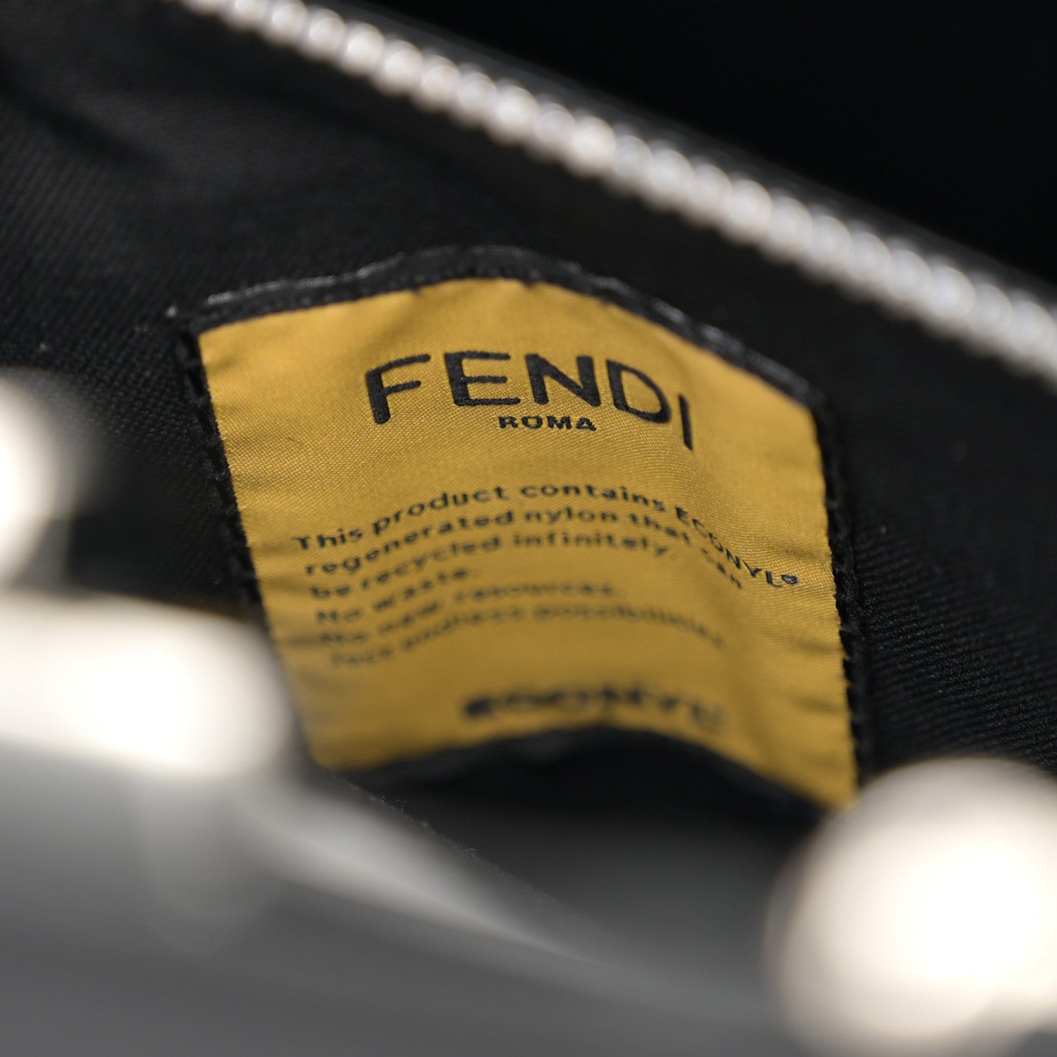Fendi Nylon Vitello Cover Logo Embossed Mini Peekaboo I SEE U Satchel Black White 7 of 11