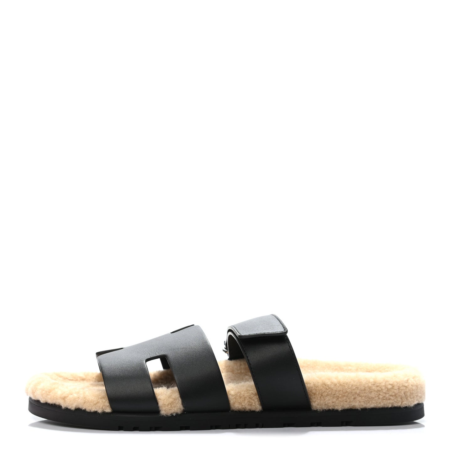 Calfskin Woolskin Mens Chypre Sandals 43 Black Ecru