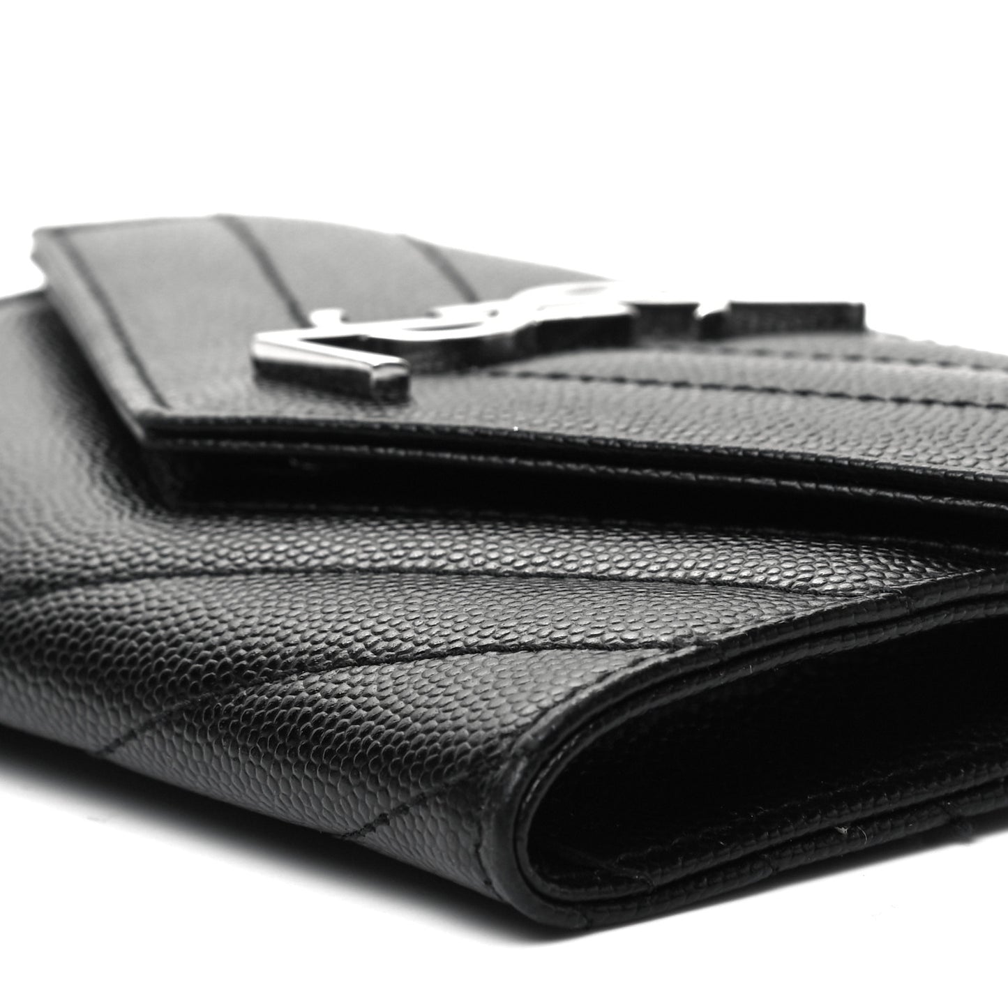 Grain De Poudre Matelasse Chevron Small Monogram Envelope Wallet Black