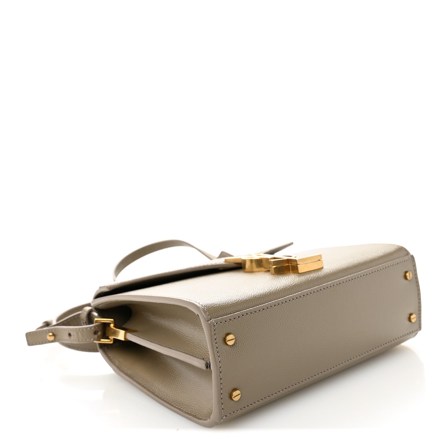 Saint Laurent Grain de Poudre Mini Classic Monogram Cassandra Top Handle Greyish Brown 4 of 9