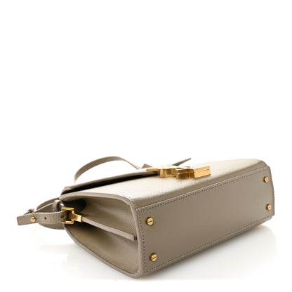 Saint Laurent Grain de Poudre Mini Classic Monogram Cassandra Top Handle Greyish Brown 4 of 9