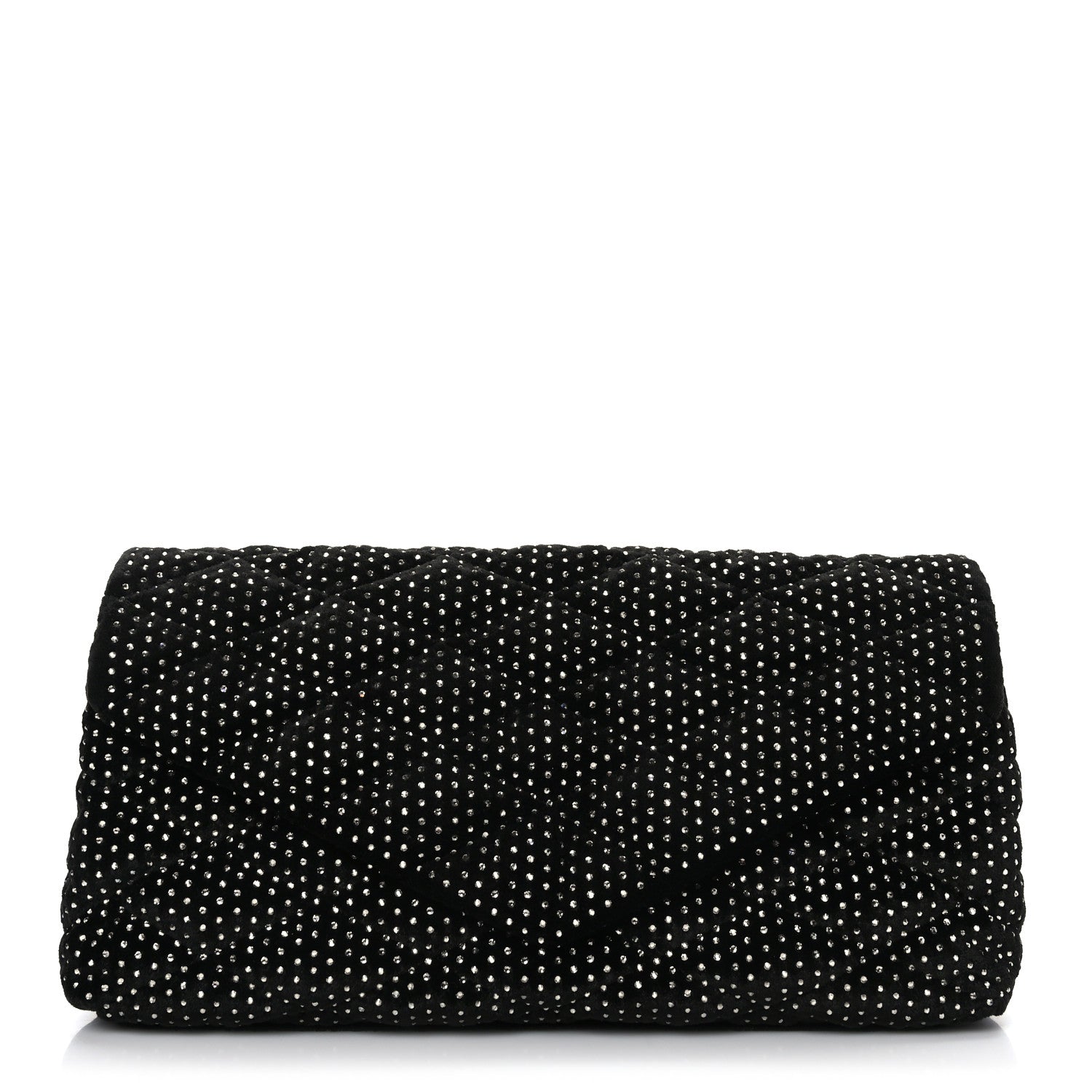 Saint Laurent Velvet Lambskin Quilted Rhinestone Sade Puffer Envelope Clutch Black 1 of 9