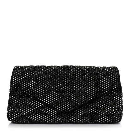 Saint Laurent Velvet Lambskin Quilted Rhinestone Sade Puffer Envelope Clutch Black 1 of 9