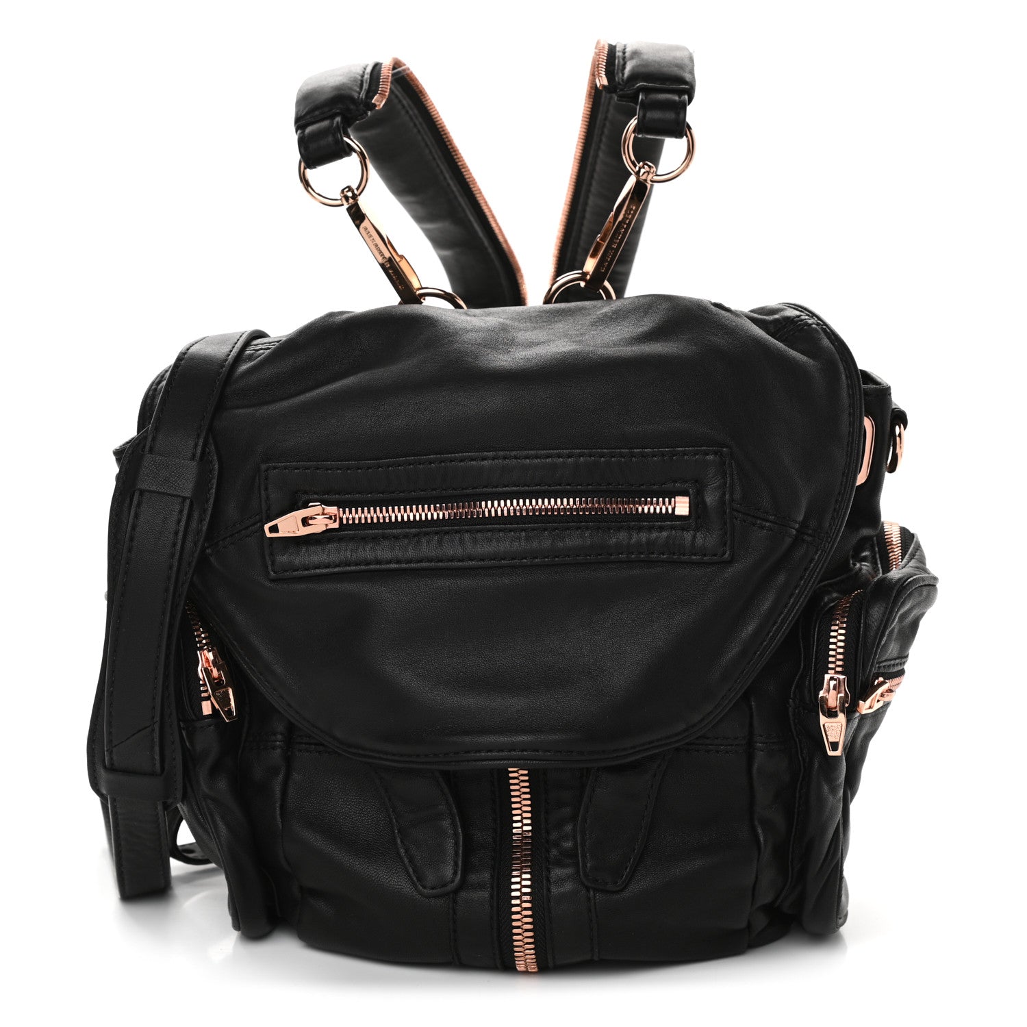 Alexander Wang Lambskin Marti Backpack Washed Black Rose Gold Hardware 1 of 8