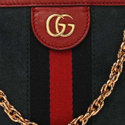 Gucci Suede Calfskin Web Small Ophidia Chain Shoulder Bag New Blue Romantic Cherry 8 of 10