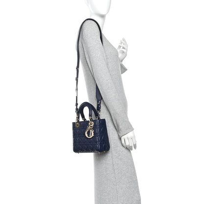 Christian Dior Lambskin Cannage Small Lucky Badges My Lady Dior Navy 2 of 9