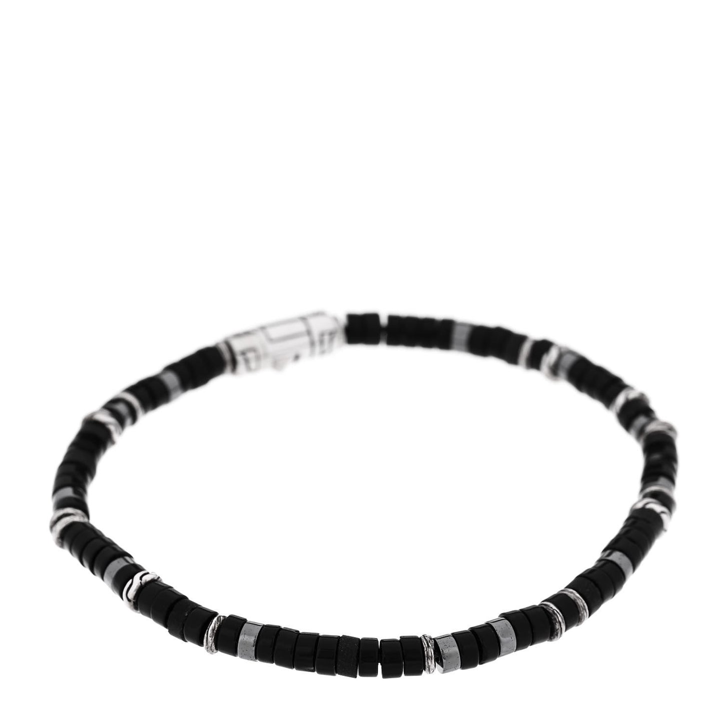 Sterling Silver Black Onyx Heishi Bracelet