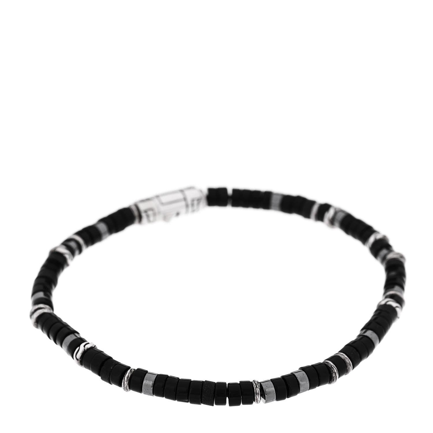 John Hardy Sterling Silver Black Onyx Heishi Bracelet 1 of 4