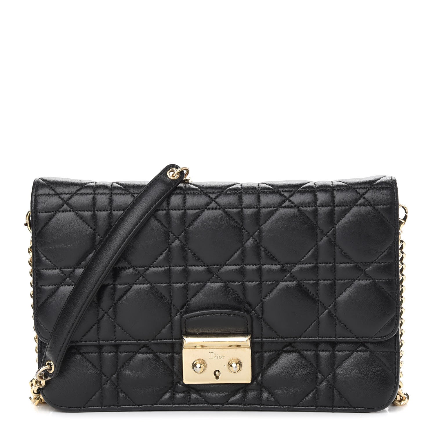 Christian Dior Lambskin Cannage Miss Dior Promenade Pouch Black 1 of 8
